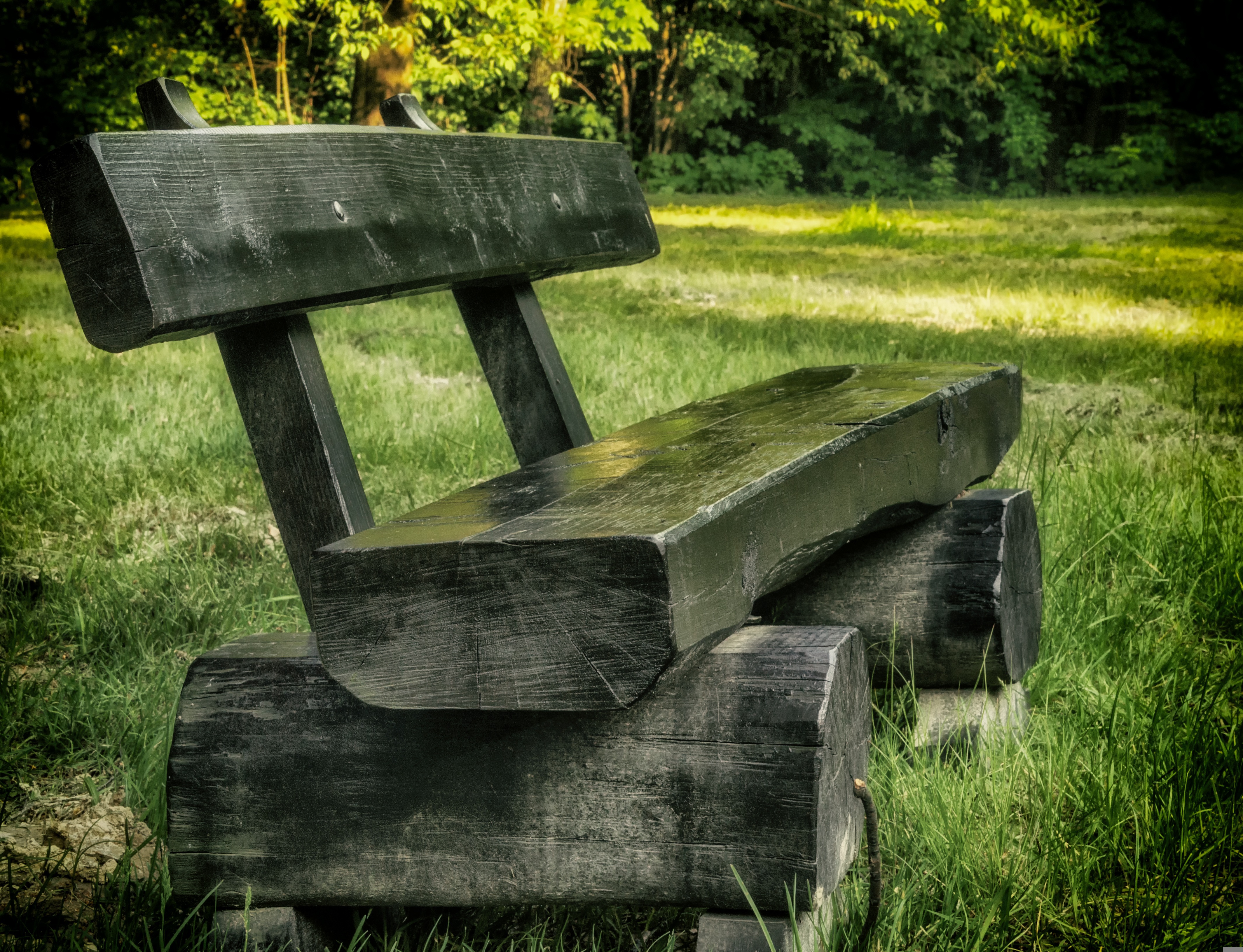 Holzbank im Park